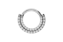 Laden Sie das Bild in den Galerie-Viewer, Titan Multiple Kristalle Zwei Reihen Doppel Clicker Ring piercinginspiration®