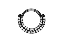 Laden Sie das Bild in den Galerie-Viewer, Titan Multiple Kristalle Zwei Reihen Doppel Clicker Ring piercinginspiration®