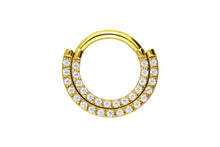 Laden Sie das Bild in den Galerie-Viewer, Titan Multiple Kristalle Zwei Reihen Doppel Clicker Ring piercinginspiration®