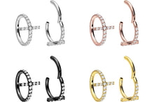 Laden Sie das Bild in den Galerie-Viewer, Titan Kreuz Clicker Ring Eingefasste Kristalle piercinginspiration®