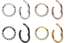 Laden Sie das Bild in den Galerie-Viewer, Titan Multiple Eingefasste Epoxy Kristalle Clicker Ring piercinginspiration®