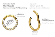 Laden Sie das Bild in den Galerie-Viewer, Titan Multiple Eingefasste Epoxy Kristalle Clicker Ring piercinginspiration®