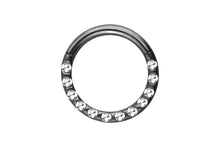 Laden Sie das Bild in den Galerie-Viewer, Titan Multiple Eingefasste Epoxy Kristalle Clicker Ring piercinginspiration®