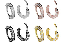 Laden Sie das Bild in den Galerie-Viewer, Titan 3D Multiple Eingefasste Kristalle Clicker Ring piercinginspiration®