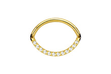Laden Sie das Bild in den Galerie-Viewer, Titan Multiple Eingefasste Kristalle Oval Clicker Ring piercinginspiration®