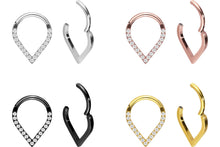 Laden Sie das Bild in den Galerie-Viewer, Titan Spitz Clicker Ring 16 Eingefasste Kristalle piercinginspiration®