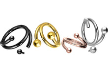 Laden Sie das Bild in den Galerie-Viewer, Titan 3 Reihen 2 Kugeln Clicker Ring piercinginspiration®