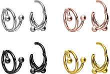 Laden Sie das Bild in den Galerie-Viewer, Titan 3 Reihen 2 Kugeln Clicker Ring piercinginspiration®