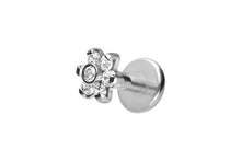 Laden Sie das Bild in den Galerie-Viewer, Titan Innengewinde Labret 7 Kristalle Blume Ohrpiercing piercinginspiration®
