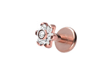 Laden Sie das Bild in den Galerie-Viewer, Titan Innengewinde Labret 7 Kristalle Blume Ohrpiercing piercinginspiration®