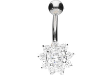 Laden Sie das Bild in den Galerie-Viewer, Sonnenblume Kristall Bauchnabelpiercing Chirurgenstahl piercinginspiration®